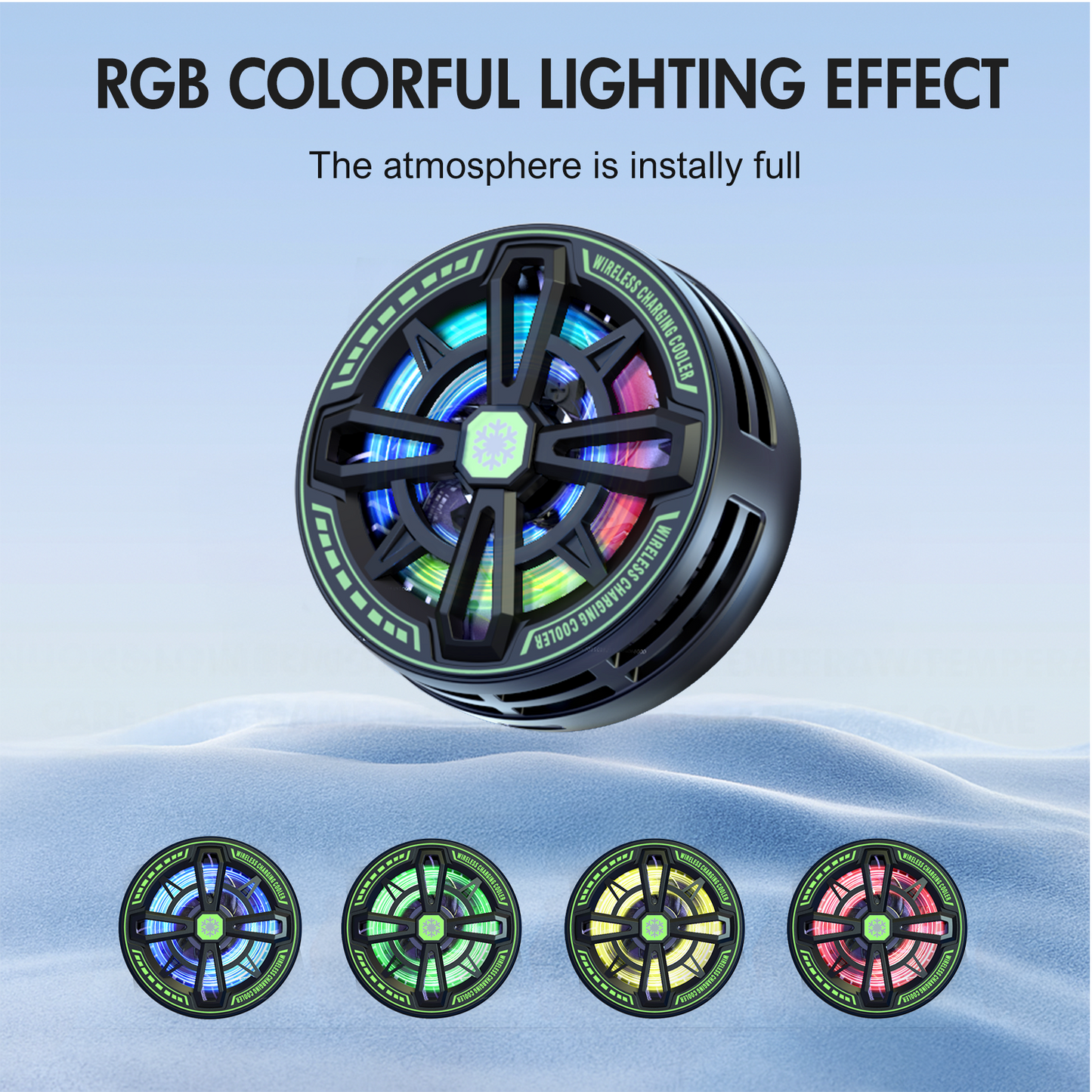 Wireless Charger, Wireless Cooling Charger for iPhone 17 16 15 14 13 12, for AirPods 4 3 2, 10W Wireless Charging Pad with Built-in Fan, Phone Cooler for Gaming, Black