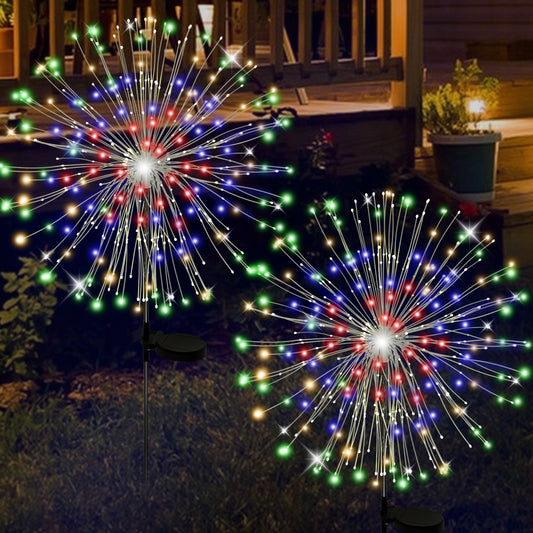 Solar Garden Stake Lights Firework, Outdoor Solar Lights With DIY Bendable Copper Wire, 2PCS Yard Decrations Waterproof for Outdoor Decor, Garden Decor, Outside Patio Decor, Chiristmas Decor
