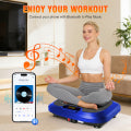 RICAN Vibration Plate Exercise Machine, Full Body Vibration Platform with 2 Loops & 5 Resistance Bands for Wellness and Fitness, Blue