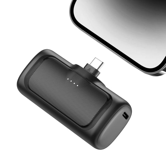 Portable Charger, 5000mAh Power Bank with Foldable USB-C Plug, 22.5W Mini Charger Battery Pack Compatible with iPhone 15 to 17, Black