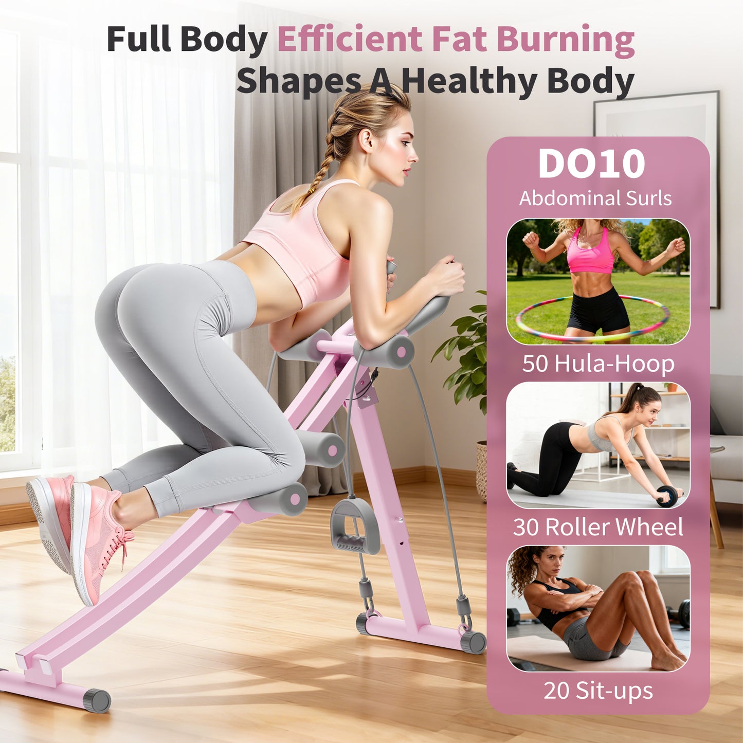 Ab Machine, Foldable Ab Trainer, Strength Training Crunch Trainer Adjustable for Core Workout & Fitness