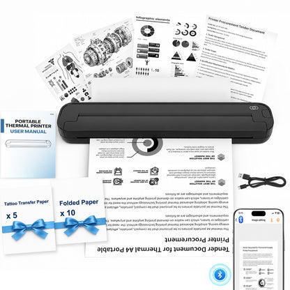 BAOKALER Thermal Printer for Travel, Inkless Portable Wireless Printer US Letter 8.5 inch & A4, Bluetooth for iOS Android Phones, USB for Windows Mac Laptops, Home Office School