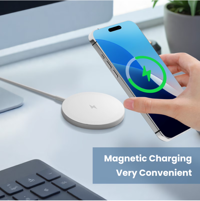 15W Fast Charging Pad, Compatible with iPhone 16 15 14 13 12 11 8 Series, Wireless Charger Compatible with AirPods, Perfect for Office Home Travel Use, White(3 Pack)