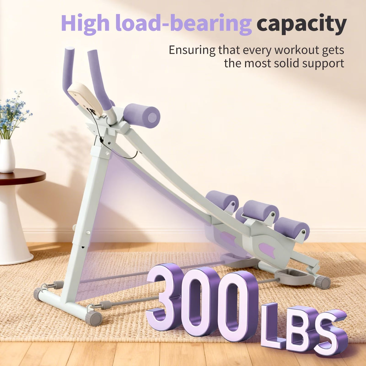 Foldable Ab Machine, 440lb Capacity Home Gym Fitness Ab Trainer Dual-track for Effective Core Workouts, Ab Cruncher Fitness Trainer