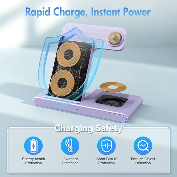 Wireless Charger,15W 3in1 Portable Charger Charging Station Compatible for iPhone 17 16 15 14 Pro Max 13 12 11,for iWatch 11 10 9 8 7 6 5 4 3 2 SE&Ultra,for Airpods 4 3 Pro,Android Phone Charger
