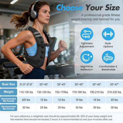 BAOKALER Weighted Vest for Fitness, 6lb with Reflective Strips£¬ Ideal for Men & Women, Strength Training, Running, Muscle Building & Weight Loss