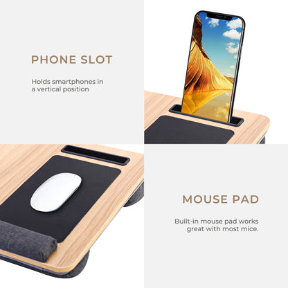 Lap Desk, Laptop Bed Table Home Office Portable Computer Lapdesk Soft Pillow Cushion Tray Work Gaming Couch