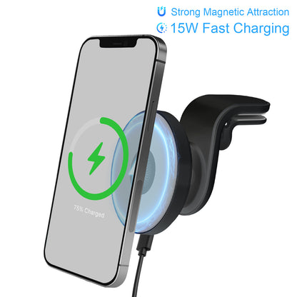 Super Strong Magnetic Car Mount with 15W Fast Wireless Charging, 360¡ã Rotatable and easy to install, durable and study, Black