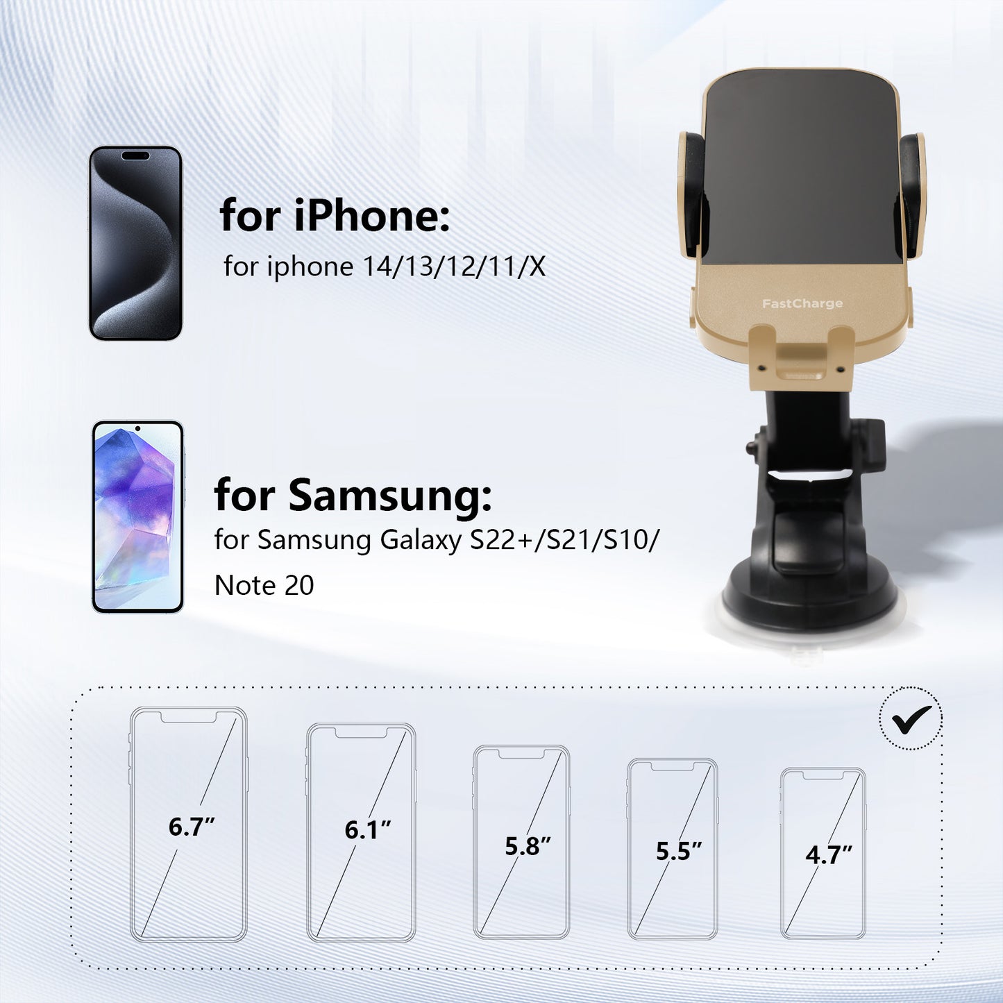 Wireless Car Charger,15W Fast Charging Auto-Clamping Car Charger Phone Mount Air Vent Cell Phone Holder for iPhone 17/16/15/14/13/Pro/12 pro/12/11,Samsung Galaxy S23/S22/S21/S20,etc
