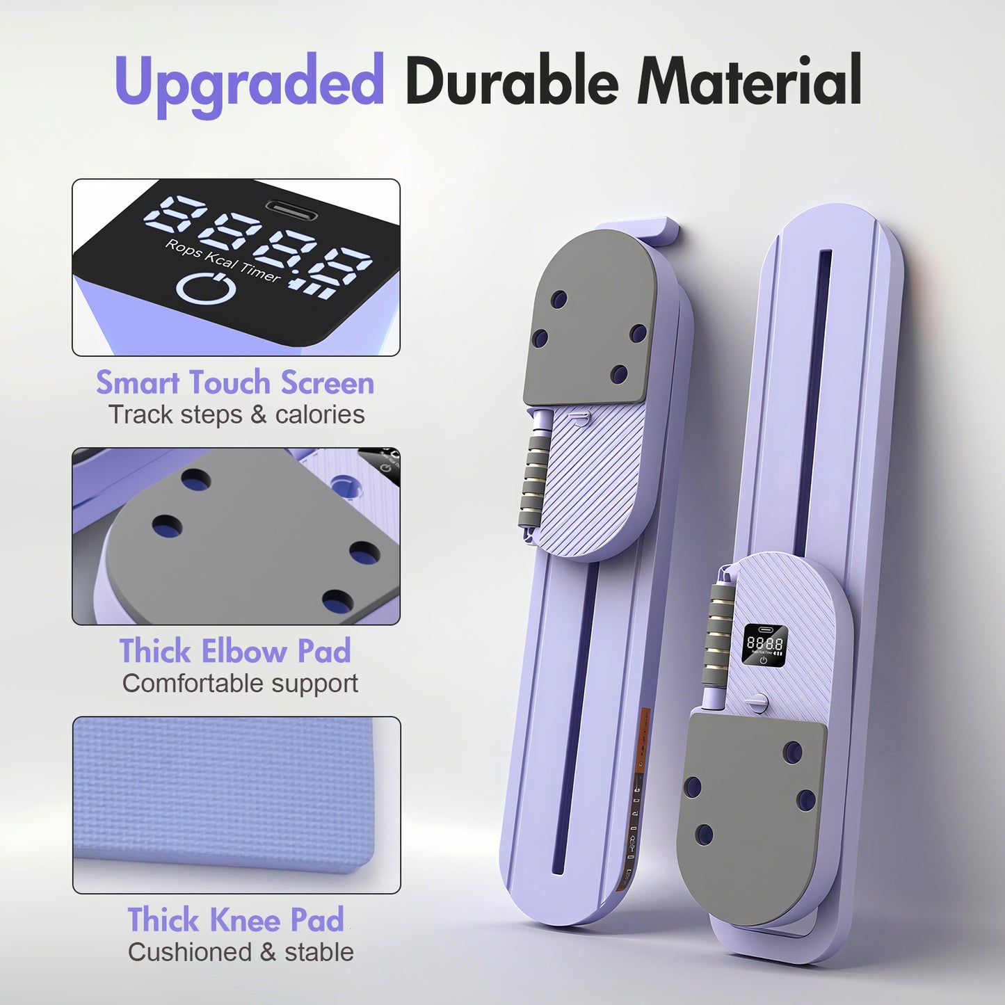 Pilates Board, Multifunctional Abdominal Board, Removable Abdominal Trainer with LED for Home, Sliding Workout Equipment with Knee Protected