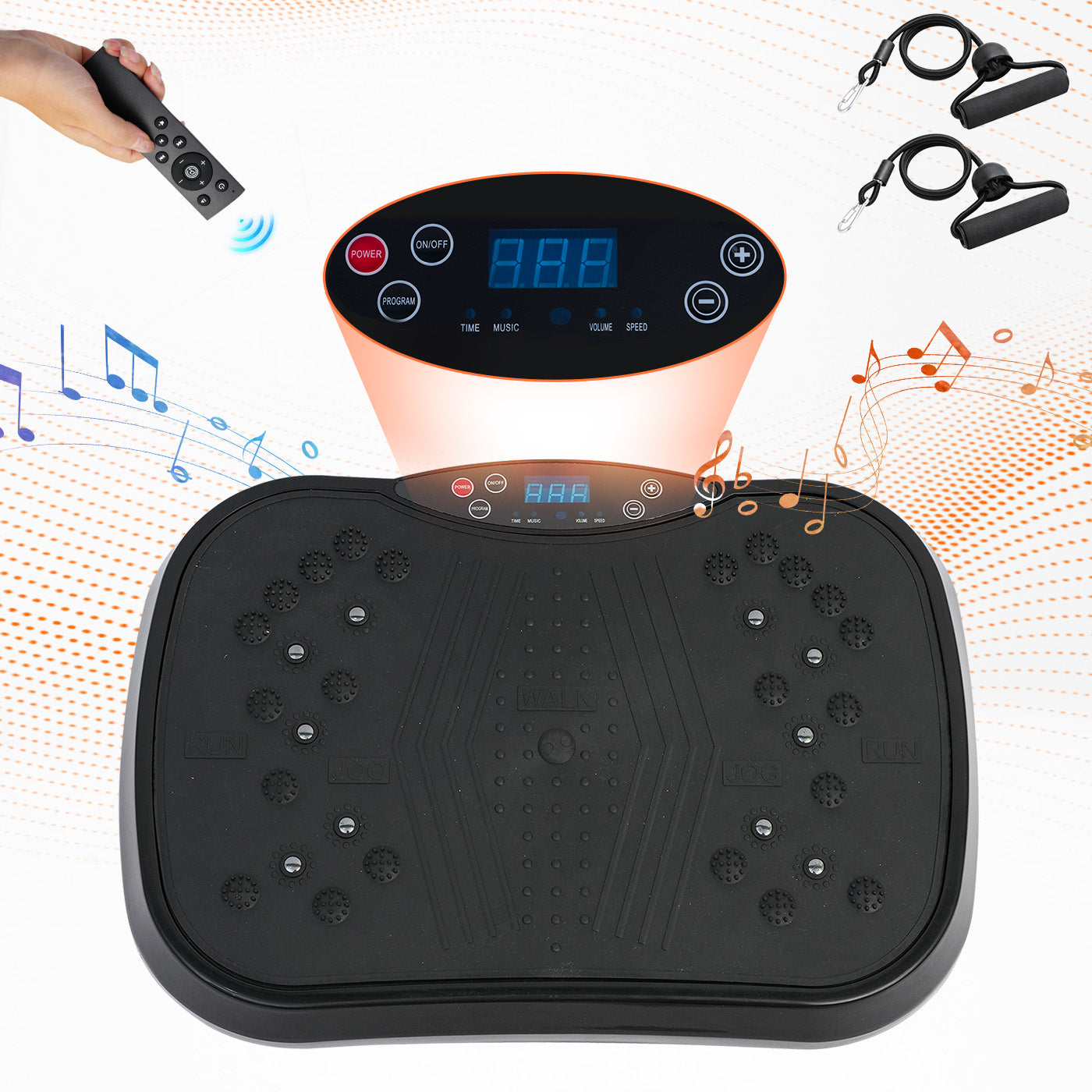 RICAN Vibration Plate Exercise Machine, Full Body Workout Platform with Loop Bands & Remote Control for Home Fitness, Weight Loss & Muscle Toning, Vibrating Stand Shake Board, Black