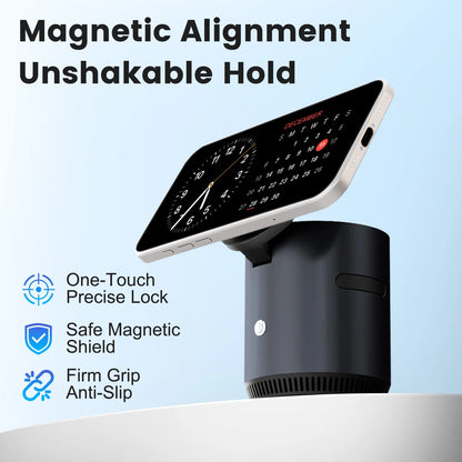 Wireless Charger for iPhone, Charging Station for iPhone 17 16 15 14 13 12, for AirPods 4 3 2, for iWatch Series, with Adjustable Night Light, Black