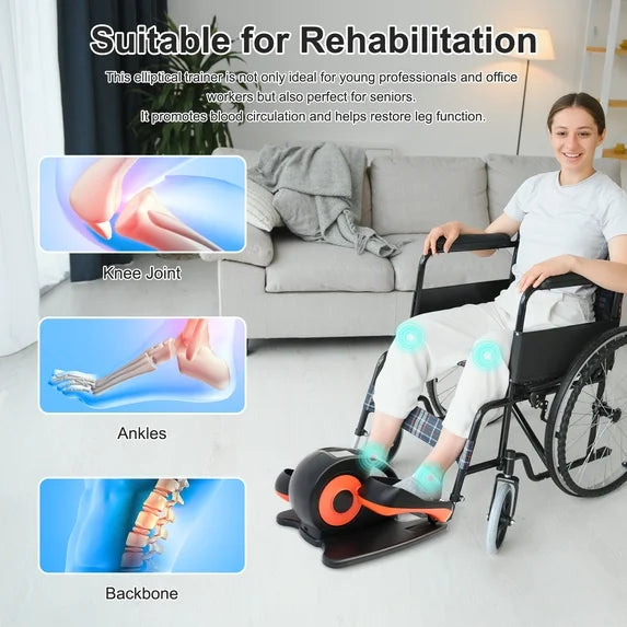 RICAN Under Desk Elliptical Machine, Ellipse Leg Exericser While Sitting for Seniors, Mini Elliptical Machine with Remote Control, Portable Automatic Foot Excerciser for Home Office Gym