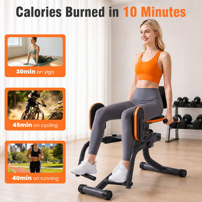 RICAN Hip Abductor Machine for Home Gym, 3-in-1 Inner Thigh Toner & Outer Thigh Sculptor, Adjustable Resistance Glute Machine, Booty Builder with Compact Leg Workout Equipment ¨C Black/Orange