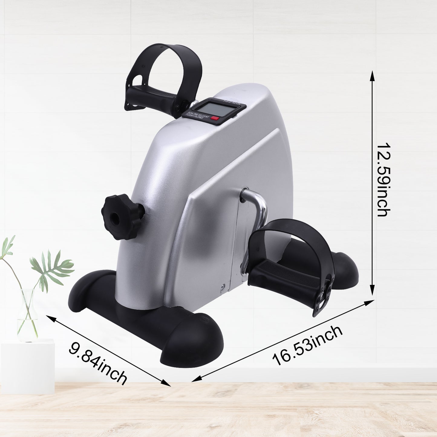 Under Desk Bike Pedal Exerciser Mini Exercise Bike, Portable Foot Cycle Arm & Leg Peddler Machine with LCD Screen Displays