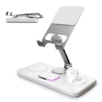 7 in 1 Wireless Charger for iPhone Airpods iWatch, Foldable Charging Station , Travel Charging Pad Dock Compatible with Apple 12 and above series, White