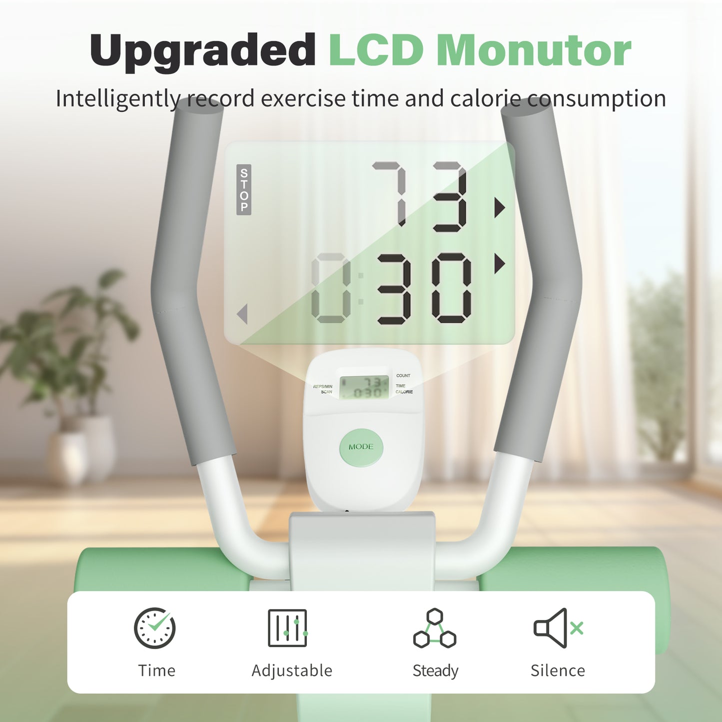 ALSO GO Ab Machine, Adjustable Ab Trainer Machine, Abdominal Workout Equipment with LED Display, 300 lb Foldable Abdominal Core Equipment with Resistance Bands, Green