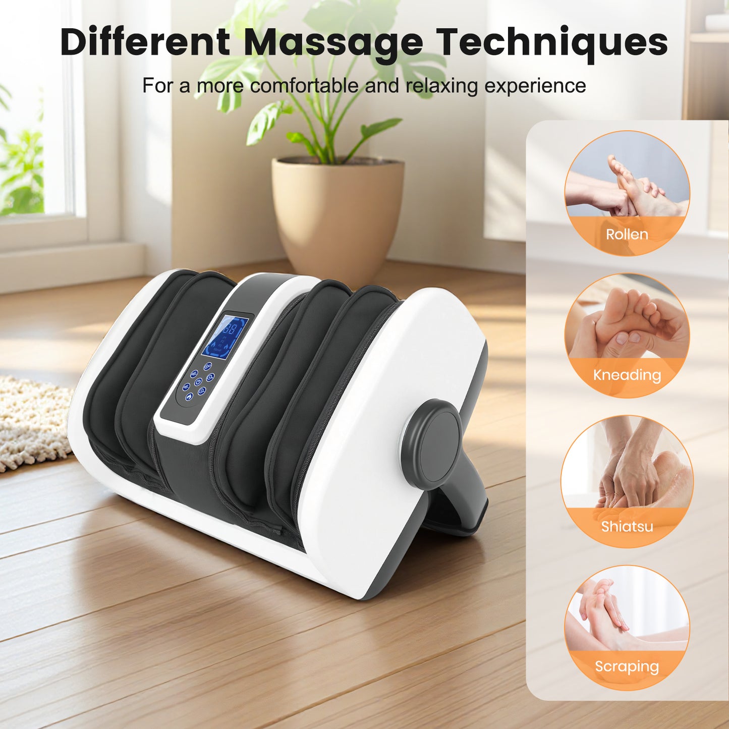 BAOKALER Foot Massager with Heat, For Plantar Fasciitis, Pain Relief & Heat Therapy, Deep Kneading Massage for Leg/Calf/Ankle, Ideal for Family and Friends, Black