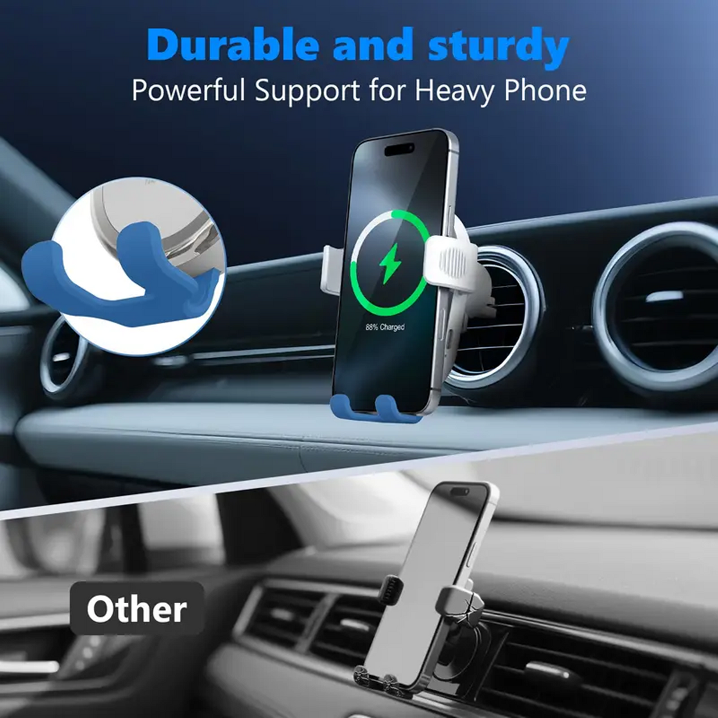 Wireless Car Charger,15W Fast Charging Auto Clamping Car Charger Phone Mount Holder Fit for iPhone/Samsung Galaxy/Ultra,Google/LG