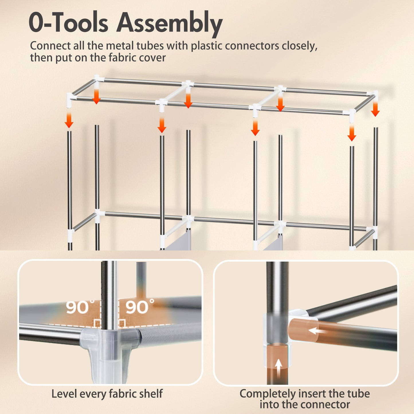 BAOKALER Dustproof Wardrobe Closet Storage Shelf, Non-woven Fabric Portable Closet Organizer, Dark Blue