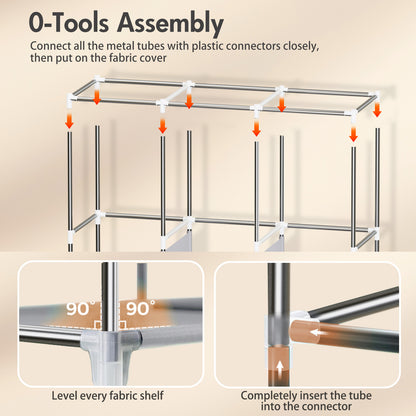 BAOKALER Dustproof Wardrobe Closet Storage Shelf, Non-woven Fabric Portable Closet Organizer, Dark Blue
