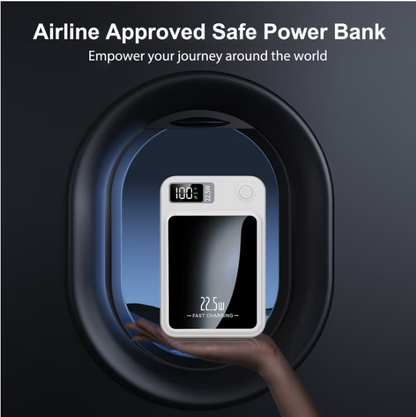 Wireless Power Bank, 5000mAh Magnetic Portable Charger with LED Power Display, Fast Charging 22.5W Battery Pack, Suitable for Outdoor Travel Emergency Backup Power Bank, White
