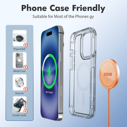 Magnetic Wireless Charging Pad, 25W Ultra-Thin Fast Wireless Charger for iPhone 17/16/15/14/13/12 & AirPods, Portable Travel Charging Mat