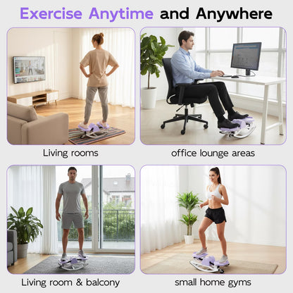 RICAN Smart Lateral Rocking Fitness Stepper, Low-Impact Portable Exercise Stepper ,Rock Stepper Machine with Digital Monitor, Resistance Bands & Floor Mat, Purple