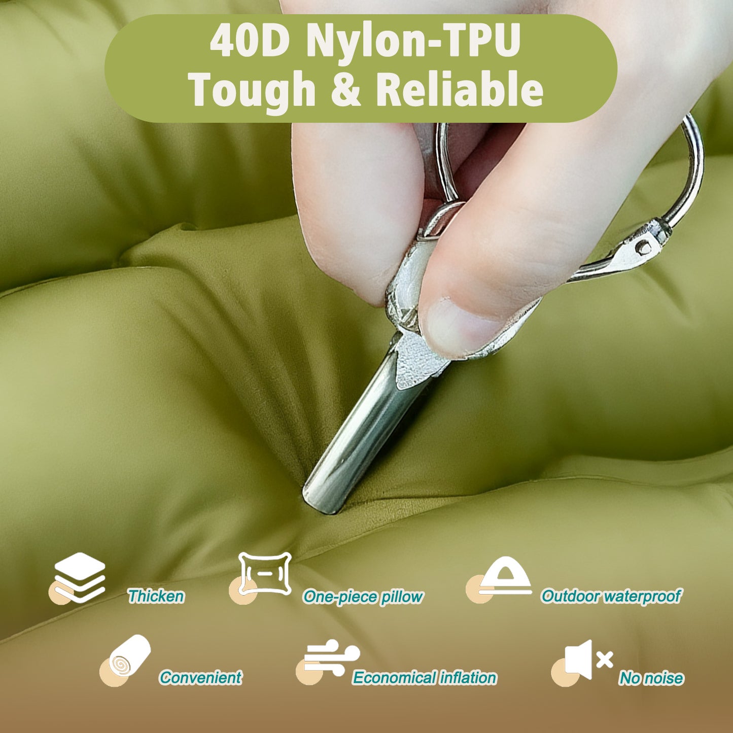 Rican Double Camping Sleeping Pad, Inflatable Double Sleeping Pad, Self Inflating 4" Sleeping Mat with Pillow Built-in Foot Pump, Portable Camping Mat for Backpacking, Hiking, Traveling, Tent