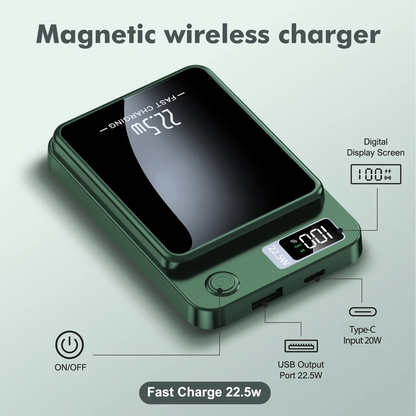 Magnetic Wireless Portable Charger,10000mAh Power Bank with PD20w Fast Charging, USB C in&Out Battery Pack Compatible with Mag-Safe for iPhone 17/16/15/14/13/12 Series,Samsung,Android