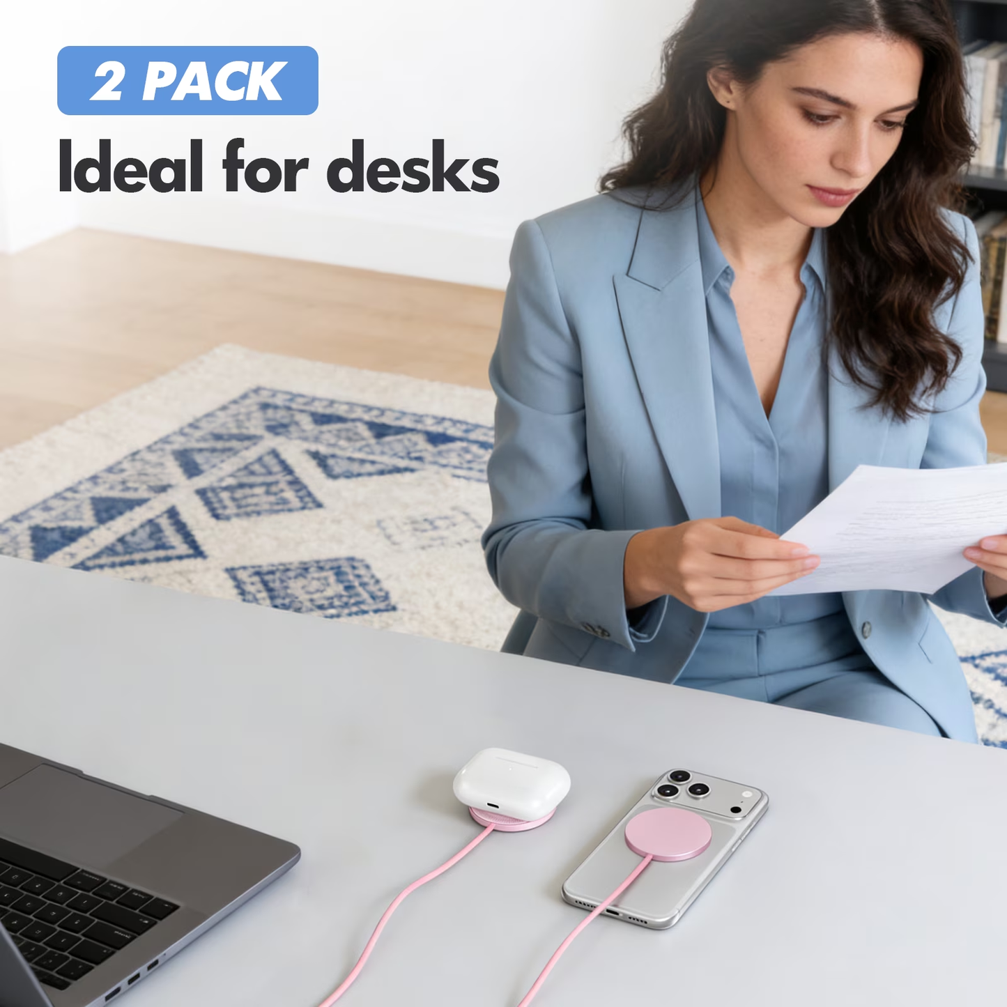 Magnetic Wireless Charging Pad [2-Pack], Ultra-Thin Pink Wireless Charger, 25W Fast Magsafe Charger Compatible with iPhone 17/16/15/14/13/12, AirPods