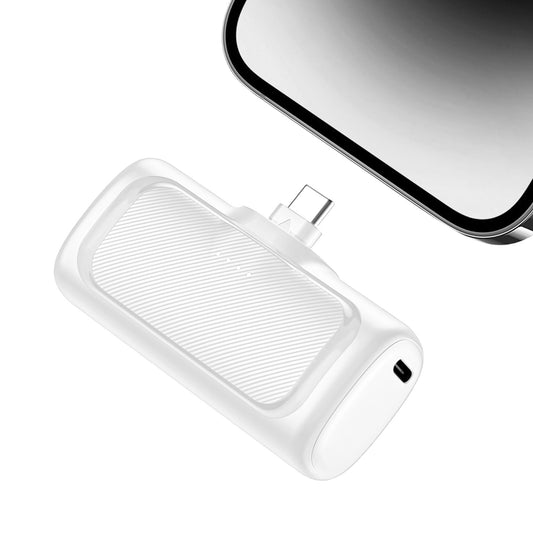 Portable Charger, 5000mAh Power Bank with Foldable USB-C Plug, 22.5W Mini Charger Battery Pack Compatible with iPhone 15 to 17,White