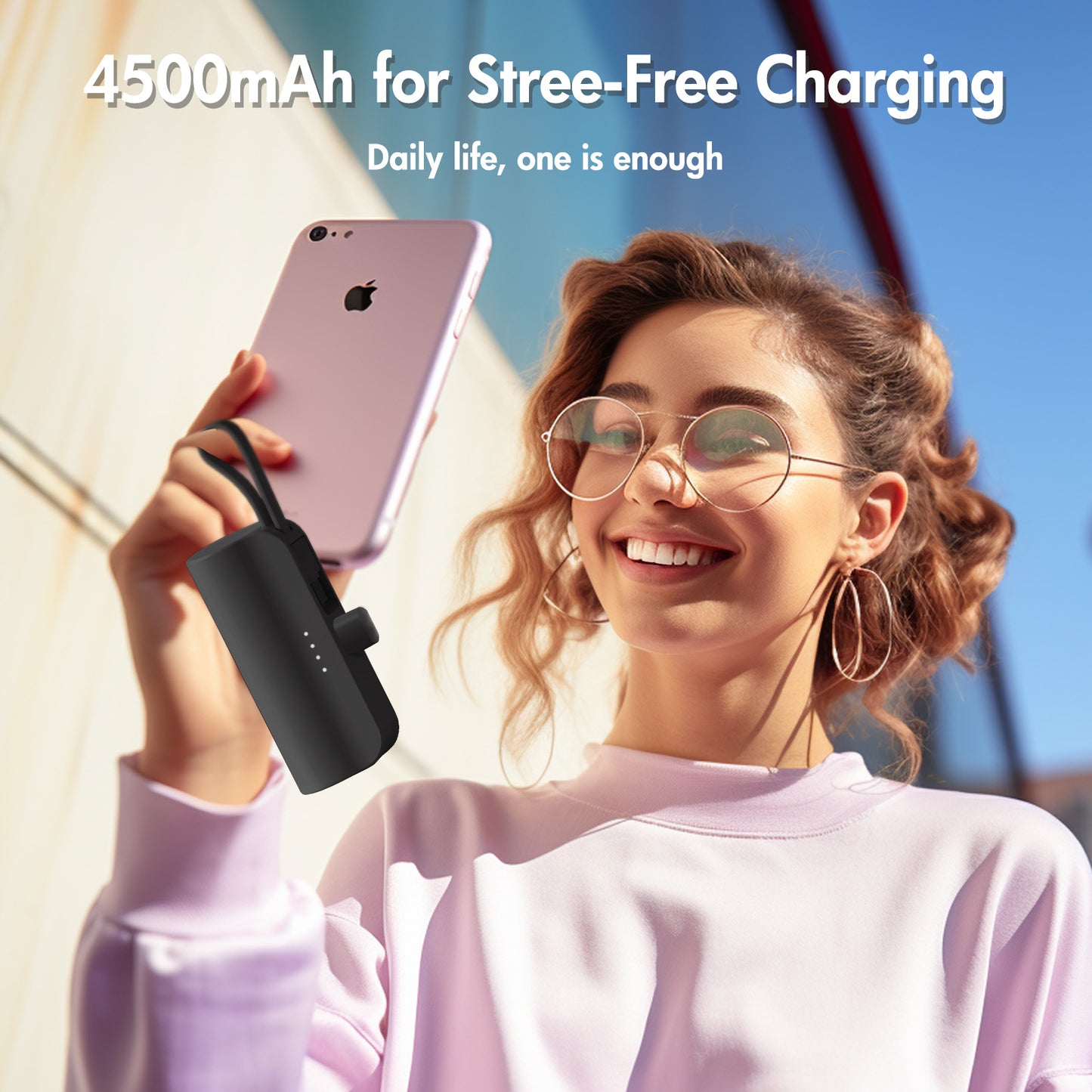 Ultra Mini Portable Charger 4500mAh, Power Bank with Dual Output, Portable Battery Pack for iPhone Series, Samsung, iPad Pro Air and More, Black