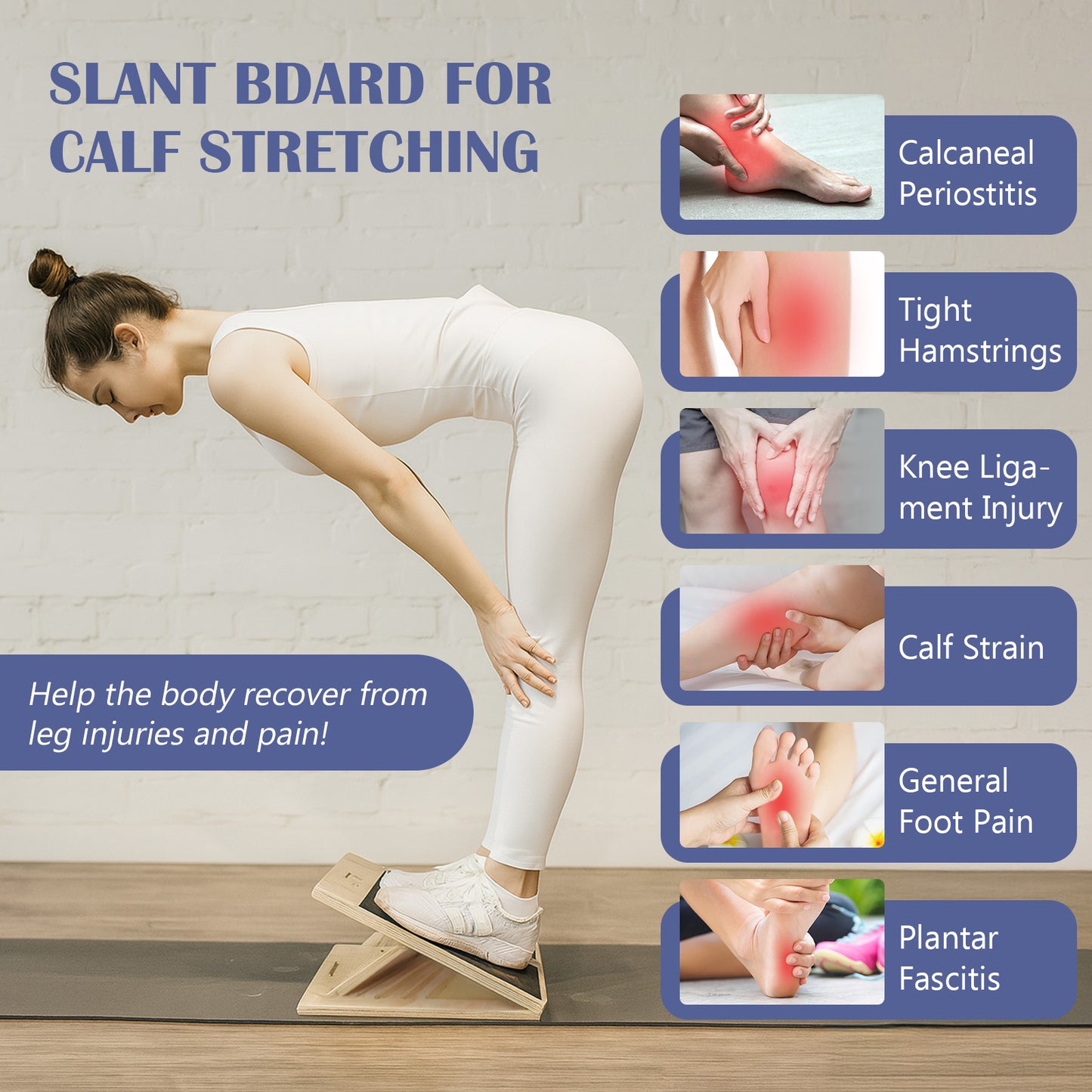 ALSO GO Slant Board for Calf Stretching, Adjustable Wooden Incline Board, Portable Wooden Stretching Board, 450 Lbs Weight Capacity Calf Stretch Wedge for Exercise