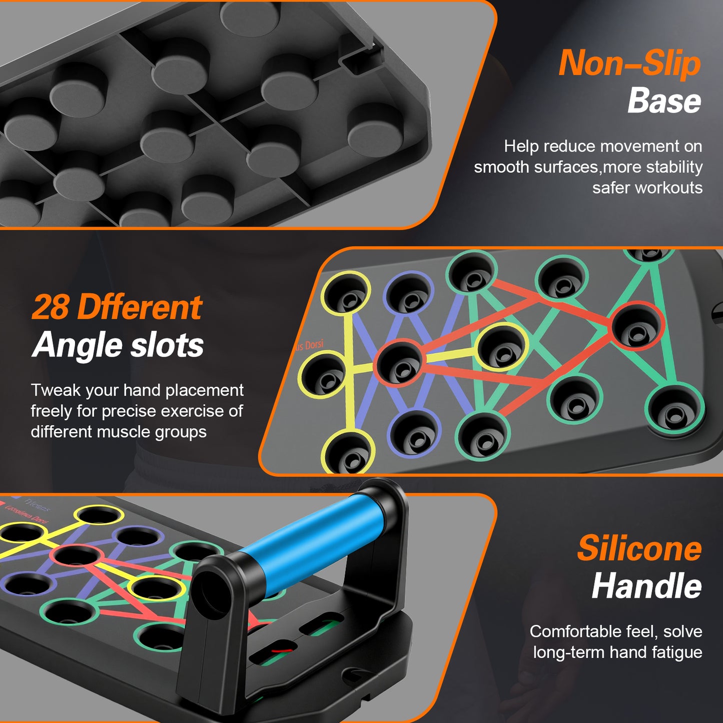 Rican Push up Board, Multifunctional Folding Push up Board, Portable Folding Push up Exercise Equipment, Suitable for Chest and Back Exercises, Fitness Strength Training Equipment