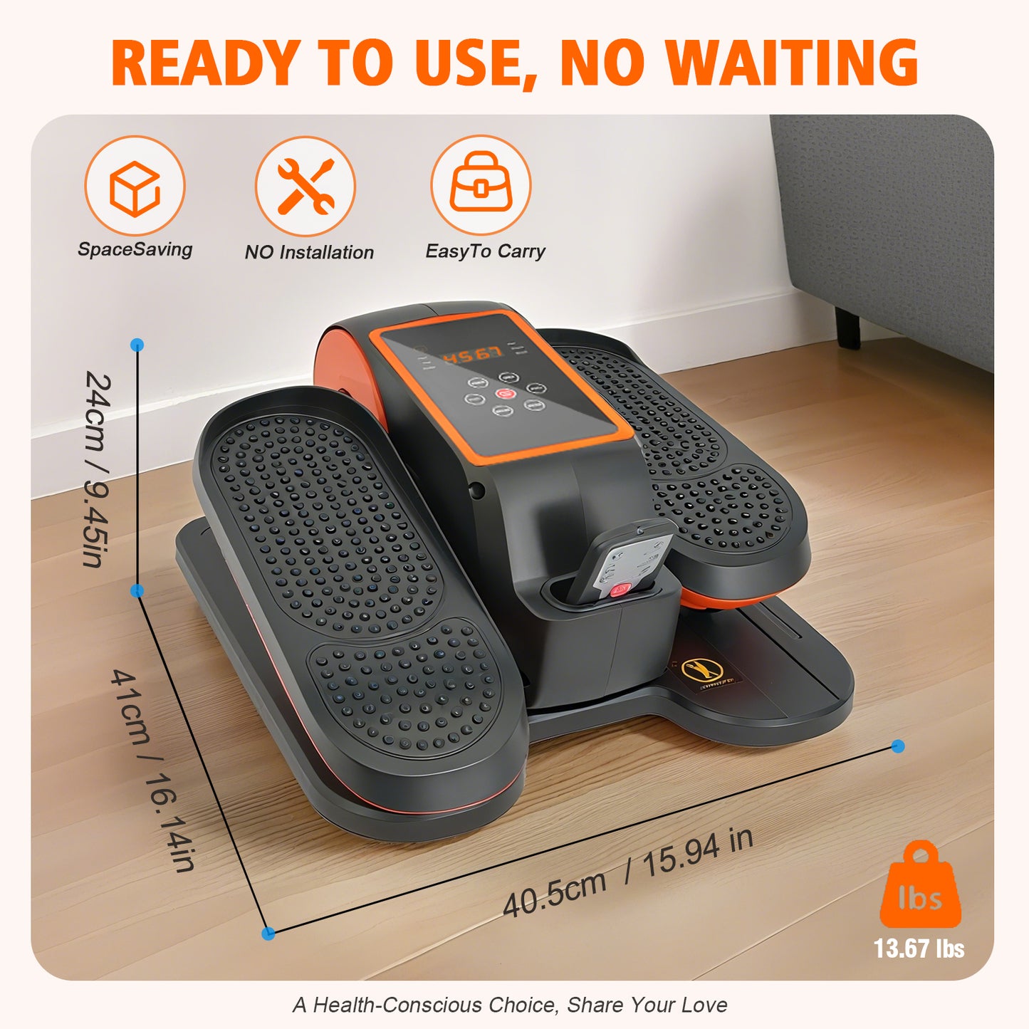Under Desk Elliptical Machine, Electric Seated Pedal Exerciser Quiet Compact Mini Elliptical Trainer with Display Monitor and Remote Control Home Office Leg Exercise Equipment for Seniors Adults