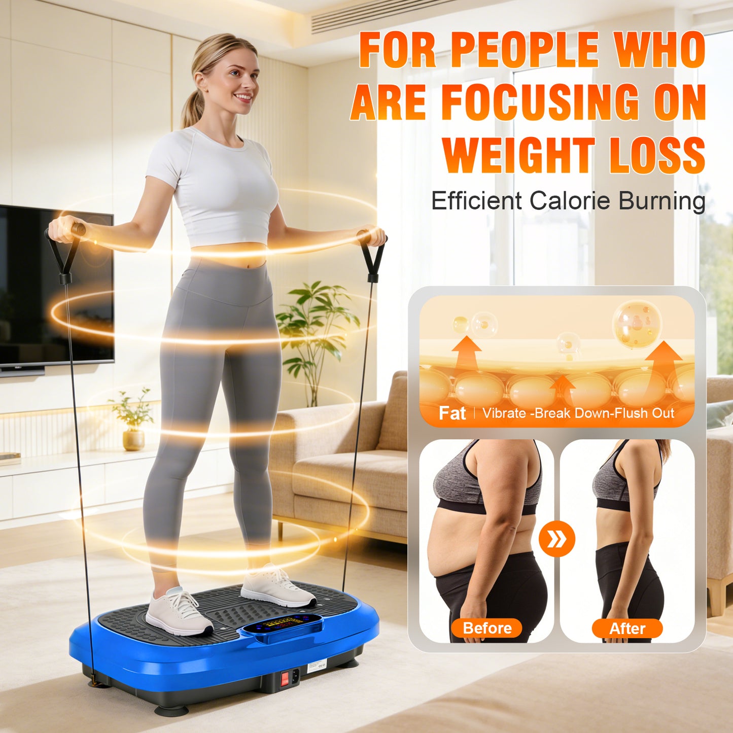 Vibration Plate, Full Body Vibrating Platform 450 lbs Capacity with Remote & Resistance Bands for Toning, Contouring & Fitness