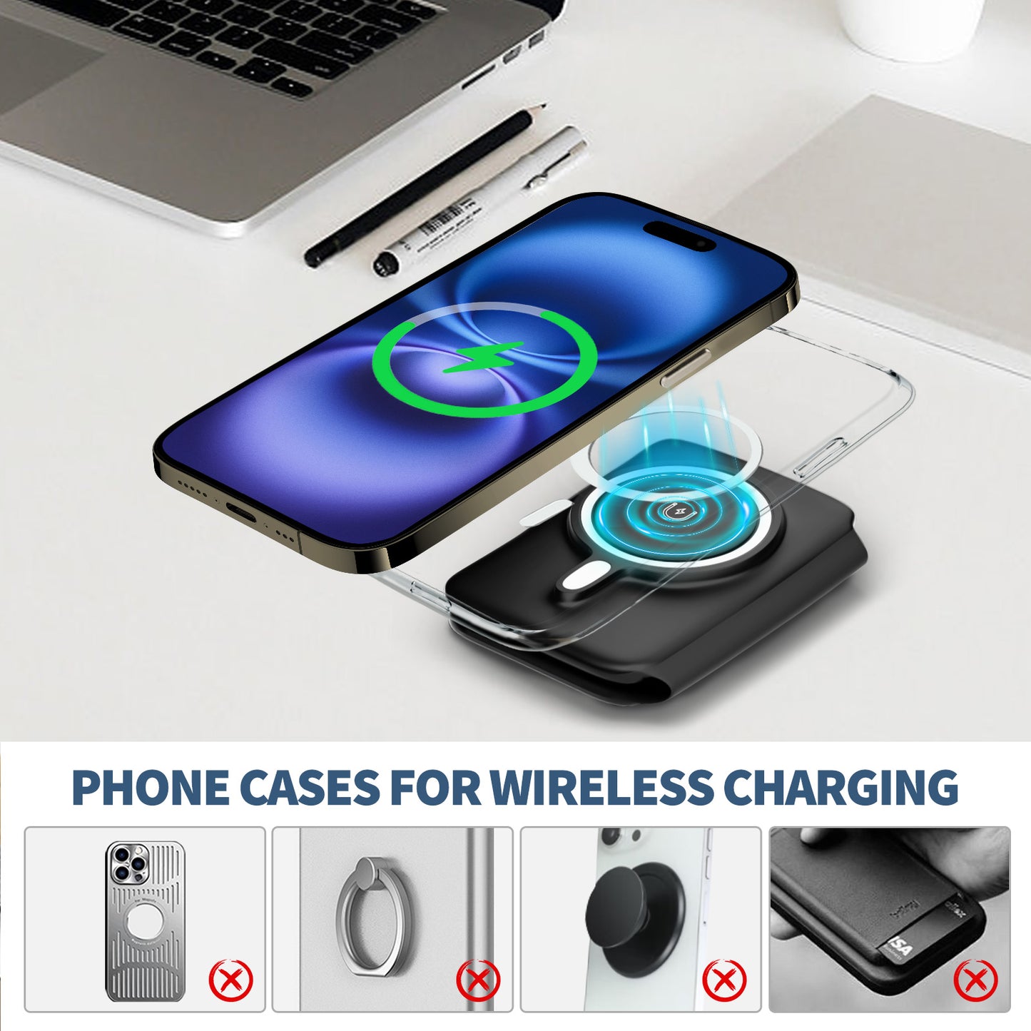Wireless Charger for iPhone, 3 in 1 Magnetic Charging Station for Apple Devices for iPhone 16 15 14 13 12 Pro Max Plus - Foldable Charging Pad for Apple Watch Series Airpods 4 3 2 Pro, Black
