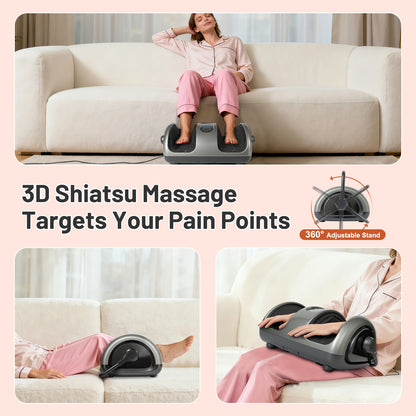 BAOKALER Foot Massager with Heat & Shiatsu For Plantar Fasciitis, Pain Relief & Heat Therapy, Deep Kneading Massage for Leg/Calf/Ankle, Ideal for Family and Friends, Black