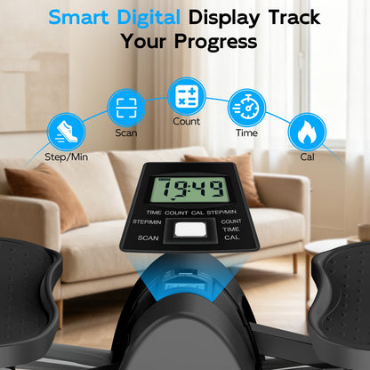 RICAN Smart Lateral Rocking Fitness Stepper, Low-Impact Portable Exercise Stepper with Digital Monitor, Resistance Bands & Floor Mat, Sliver
