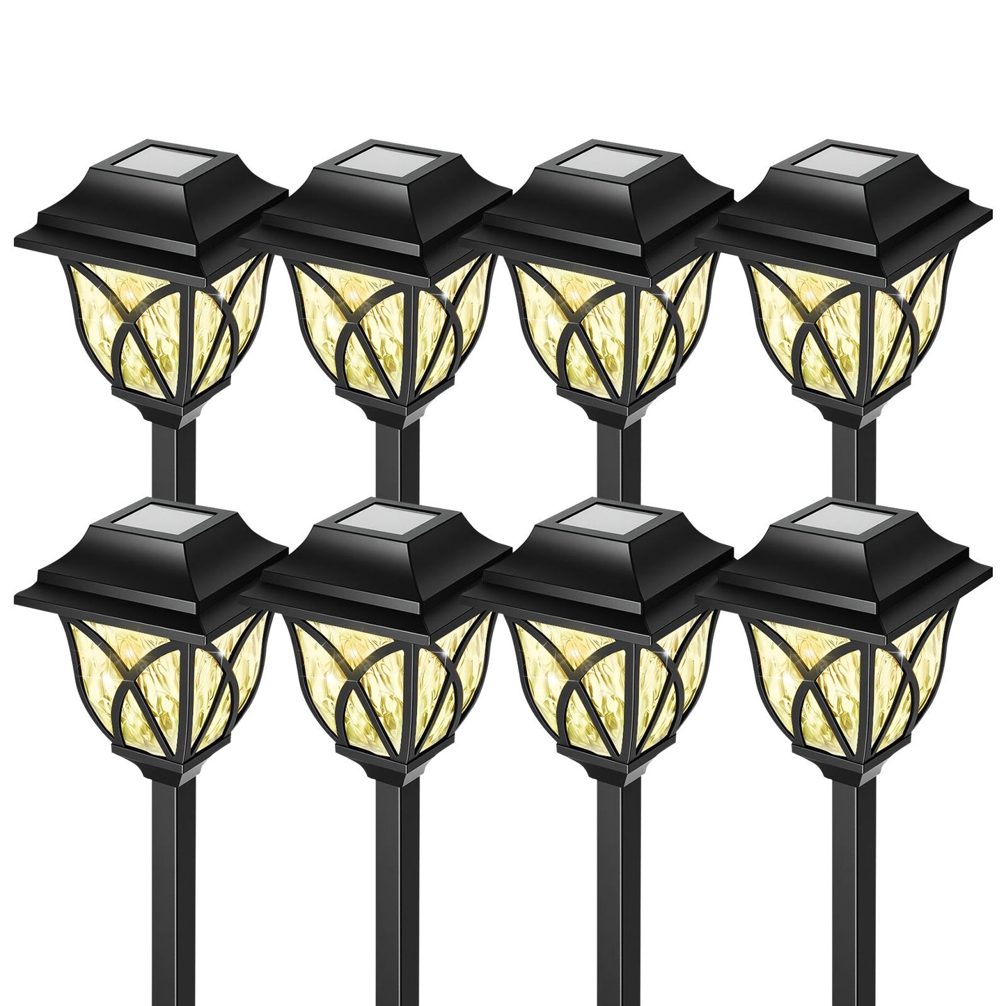 TopZoo Solar Lights Outdoor Waterproof, 8 Pack Solar Pathway Lights, Garden Stake Lights for Yard Patio Sidewalk Walkway Planter with Water Ripple Glow, Warm White