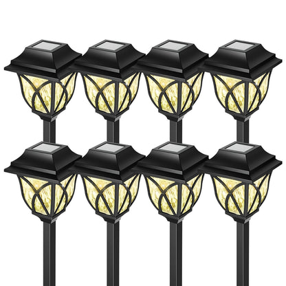 TopZoo Solar Lights Outdoor Waterproof, 8 Pack Solar Pathway Lights, Garden Stake Lights for Yard Patio Sidewalk Walkway Planter with Water Ripple Glow, Warm White