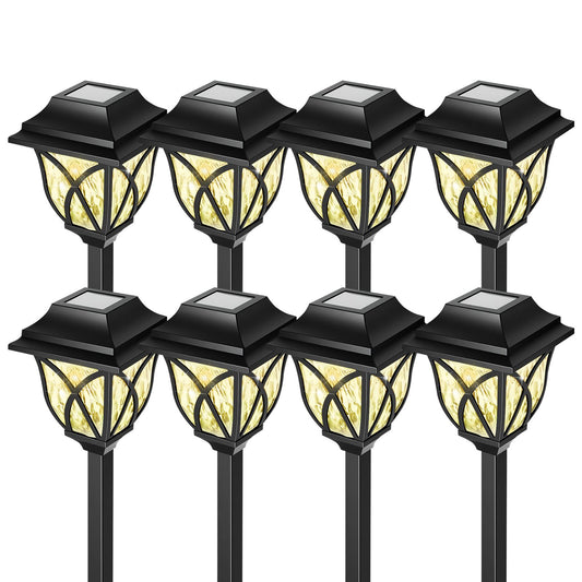 8 Pack Solar Lights Outdoor Waterproof for Garden Pathway Patio Yard Lawn Walkway Decorative Landscape Lighting, Warm White