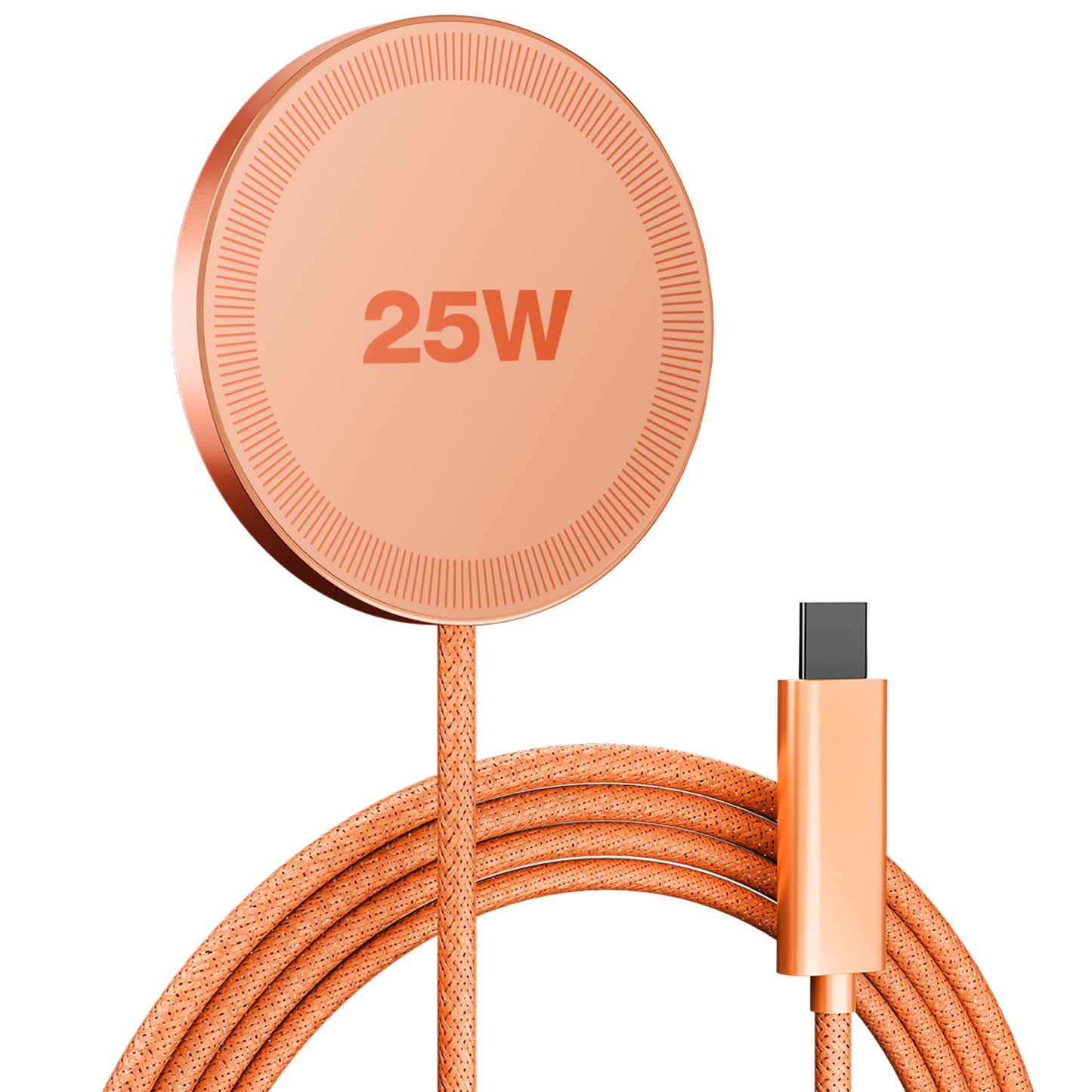 25W Fast Wireless Charger for iPhone, Slim Magnetic Charging Pad Compatible with iPhone 17 16 15 14 13 12 Pro Max, Portable Phone Charger for Travel Bedside Office, Orange