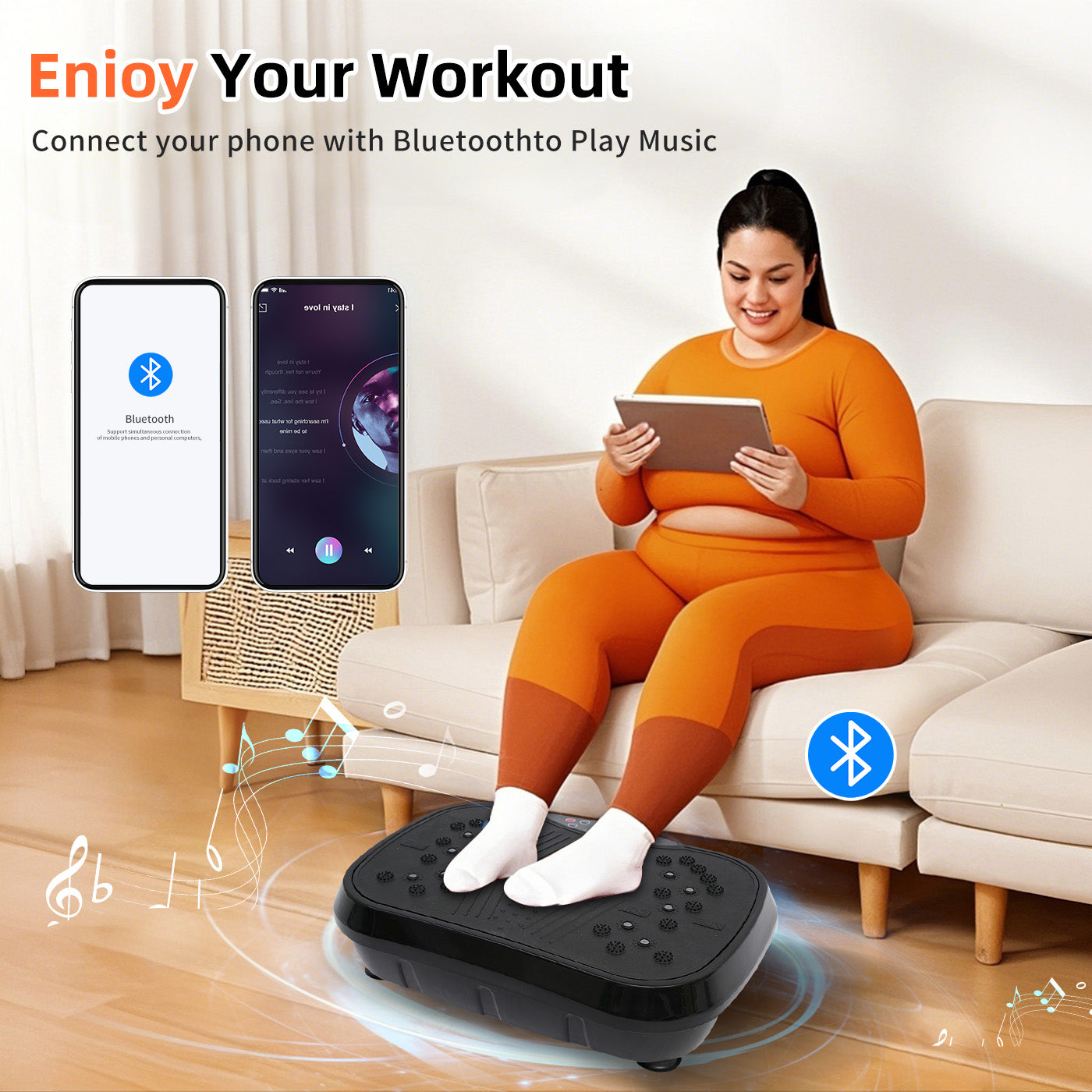 RICAN Vibration Plate Exercise Machine, Full Body Workout Platform with Loop Bands & Remote Control for Home Fitness, Weight Loss & Muscle Toning, Vibrating Stand Shake Board, Black