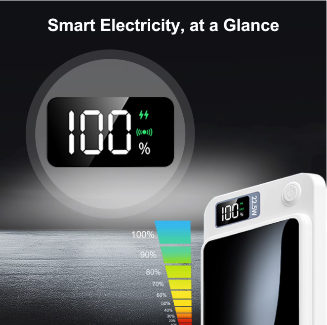 Wireless Power Bank, 5000mAh Magnetic Portable Charger with LED Power Display, Fast Charging 22.5W Battery Pack, Suitable for Outdoor Travel Emergency Backup Power Bank, White