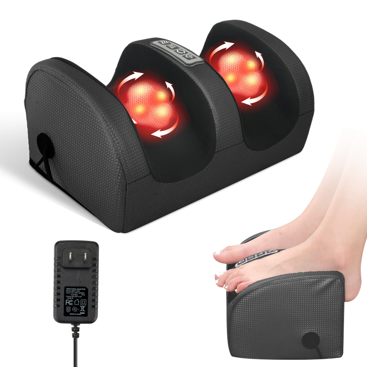 CATGOOD Foot Massager, Shiatsu Foot Massager, Deep Tissue Massage Machine with Heat, Foot Massager and Calf Massager with Massage Roller, Gifts for Mom & Dad, Black