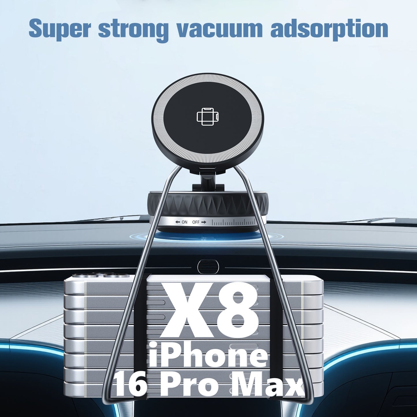 Wireless Car Charger, Ultra Magnetic Phone Holder for Car Dashboard, 15W Charging, Cell Phone Holder Charger, Car Accessories for iPhone 17 16 15 14 13 12 (Black)