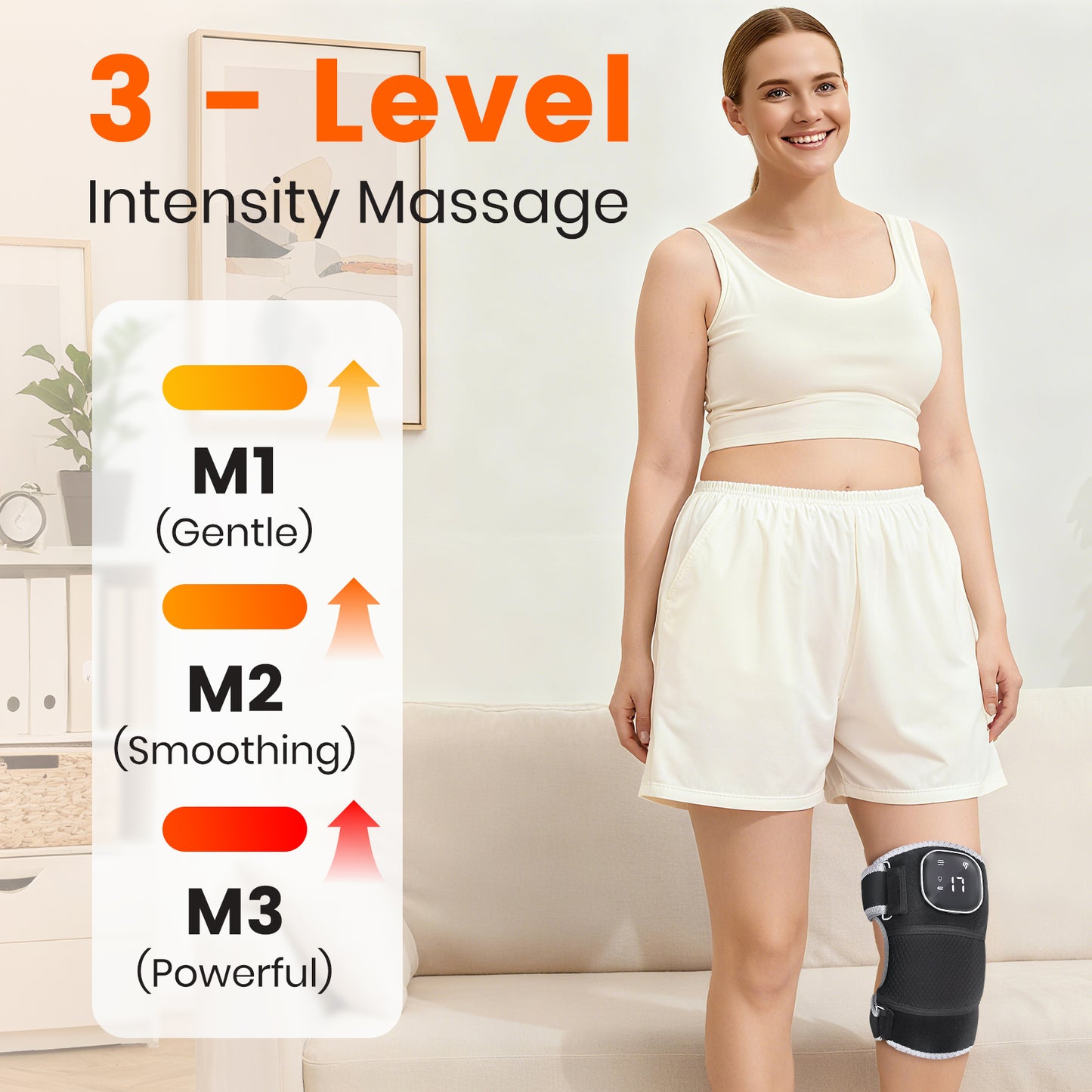 Knee Massager with Heating and Red Light, Vibration Knee Brace Wireless Rechargeable Heated Device for Knee/Joint/Elbow/Shoulder, Ideal Gift for Family
