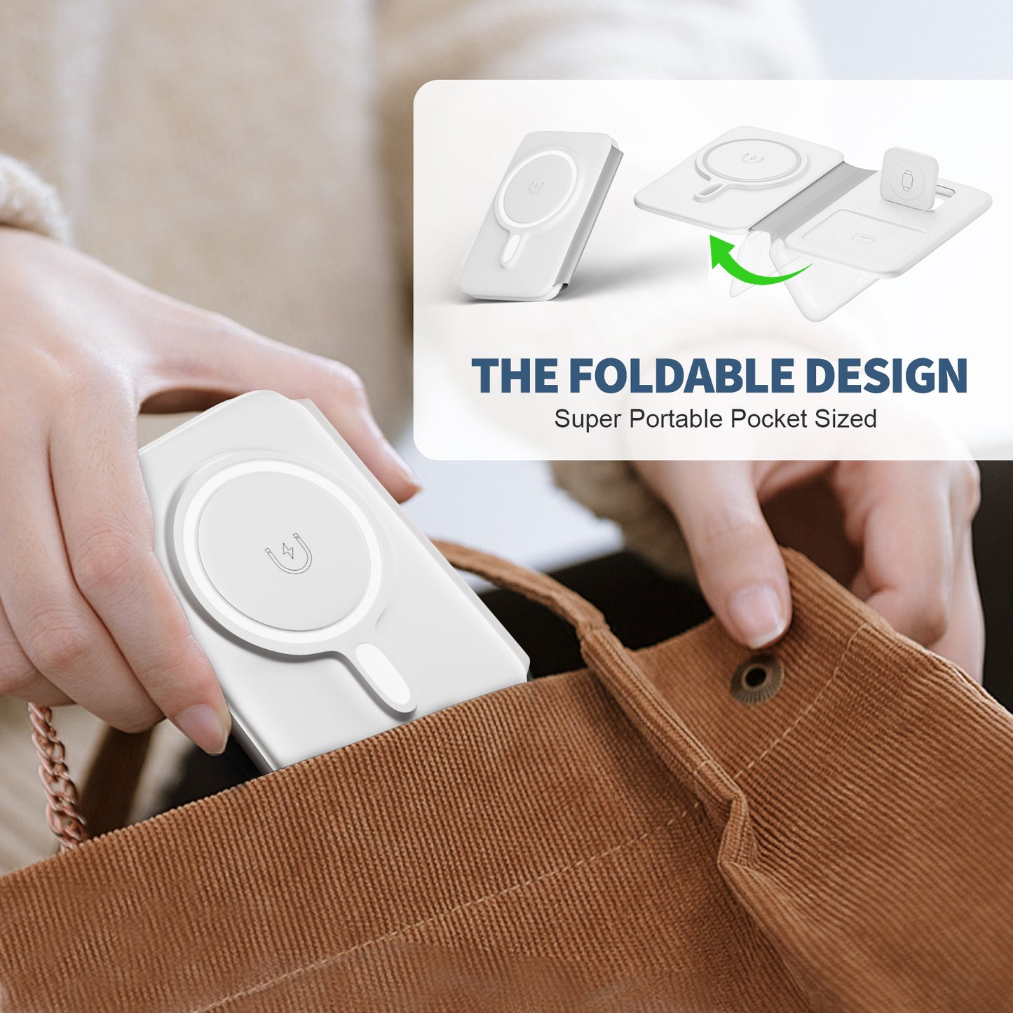 Wireless Charger for iPhone, 3 in 1 Magnetic Charging Station for Apple Devices for iPhone 16 15 14 13 12 Pro Max Plus - Foldable Charging Pad for Apple Watch Series Airpods 4 3 2 Pro, White